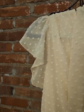 Ivory Swiss Dot Maxi Dress with Flutter Sleeves